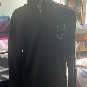 Black Zip-Up Jacket with Logo